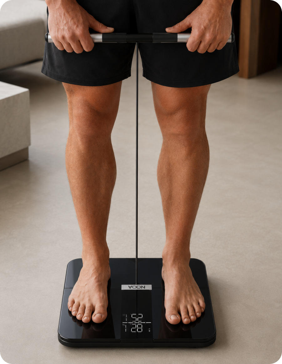 A man stepping off the NOOA smart scale