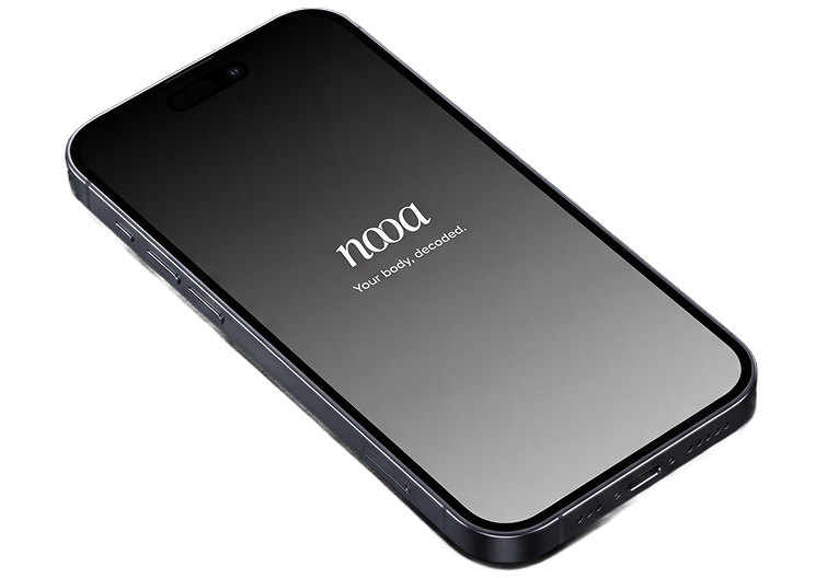 The NOOA app splash screen on a phone lying at an angle